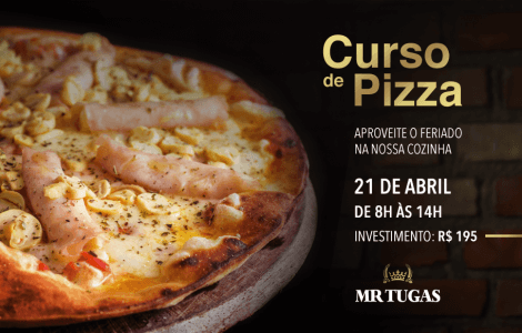 Teremos Curso de Pizzas em Abril! Ideal para você aproveitar o feriado na nossa cozinha. Será no dia 21 de abril, de 8 às 14h. O investimento para participar é de R$ 195. Esperamos você!